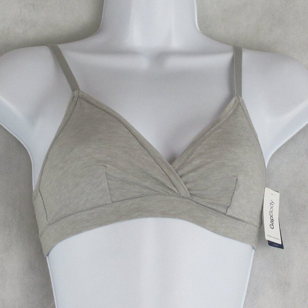 NWT GAP GapBody Women's Breathable Full Coverage Bralette, Gray Heather, XS